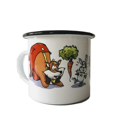 Emaille-Tasse - Der Riesenfuchs und das Kaninchen Emaille-Tasse - Der Riesenfuchs und das Kaninchen